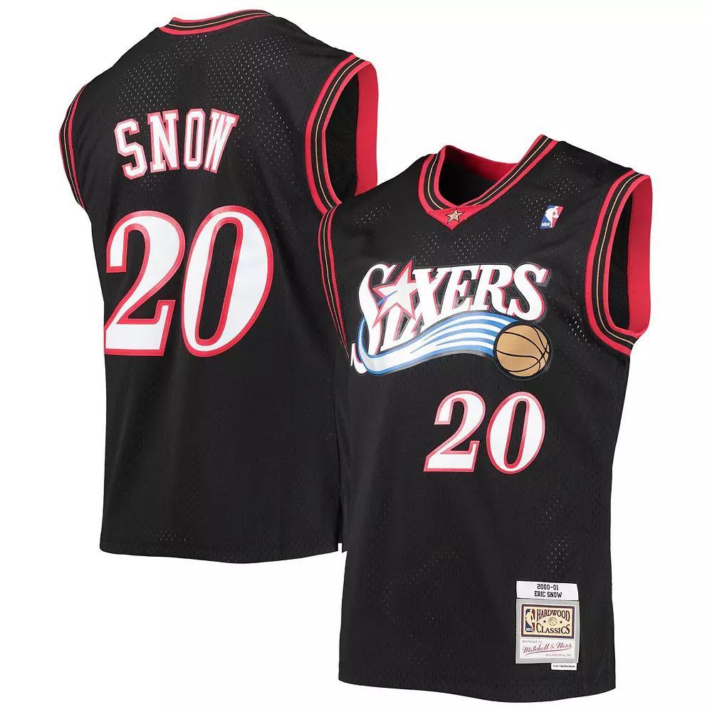 Men's Mitchell & Ness Eric Snow Black Philadelphia 76ers 2000/01 Hardwood Classics Swingman Jersey,  Product Image
