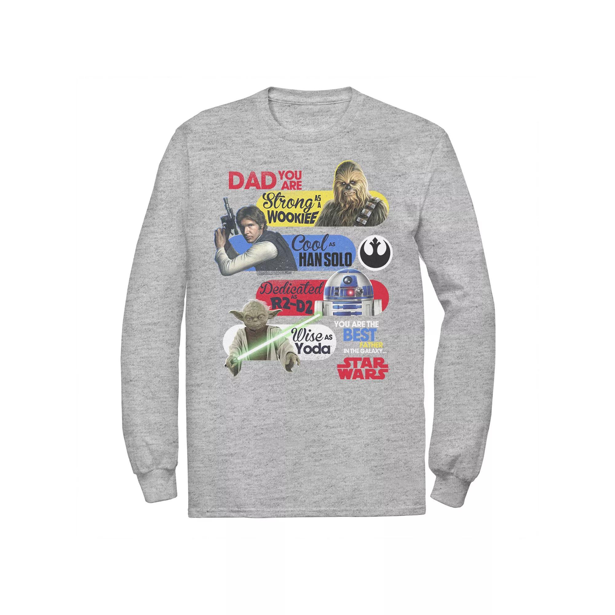 Men's Star Wars "Best Father In The Galaxy" Long Sleeve Tee, Size: Small, Athletic Grey Product Image