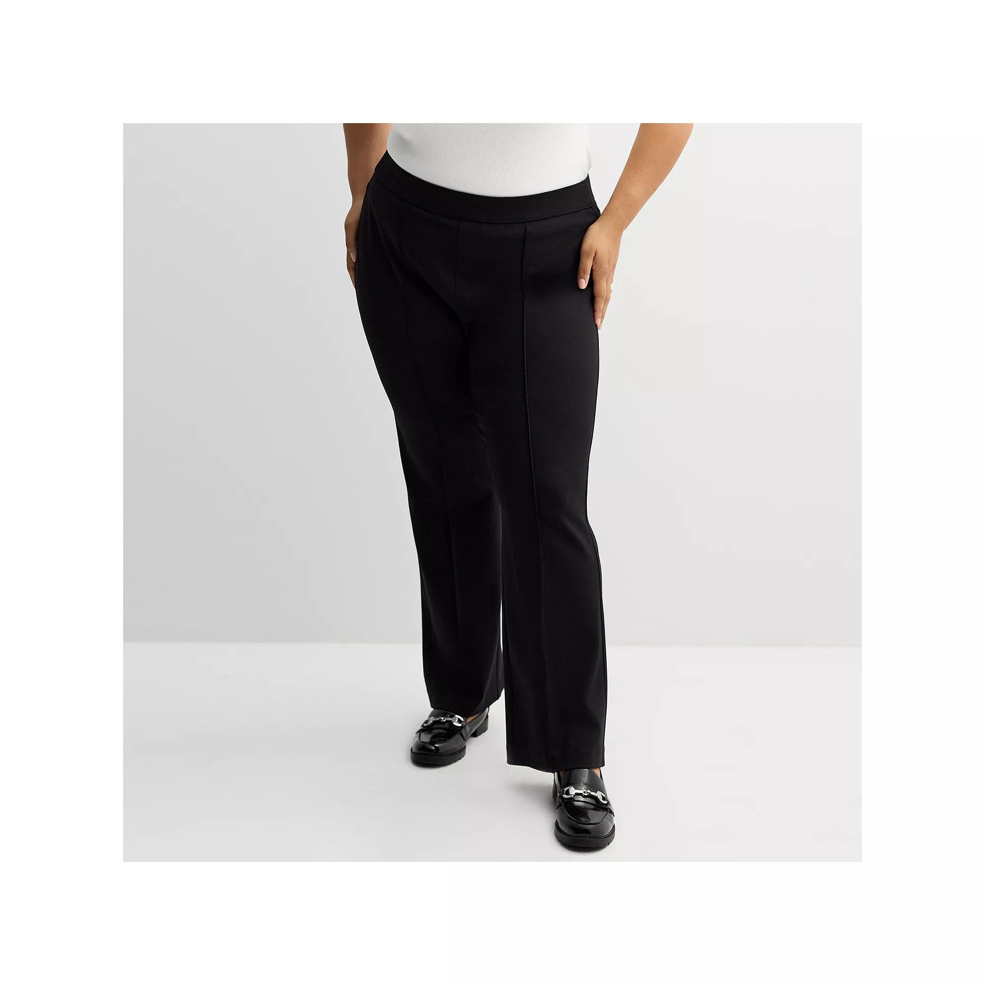 Plus Size Nine West Ponte Pintuck Bootcut Pants, Women's, Size: 4XL, Mineral Black Product Image