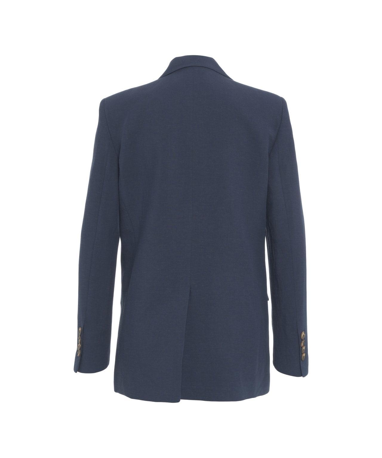 Linen blend double-breasted blazer Product Image