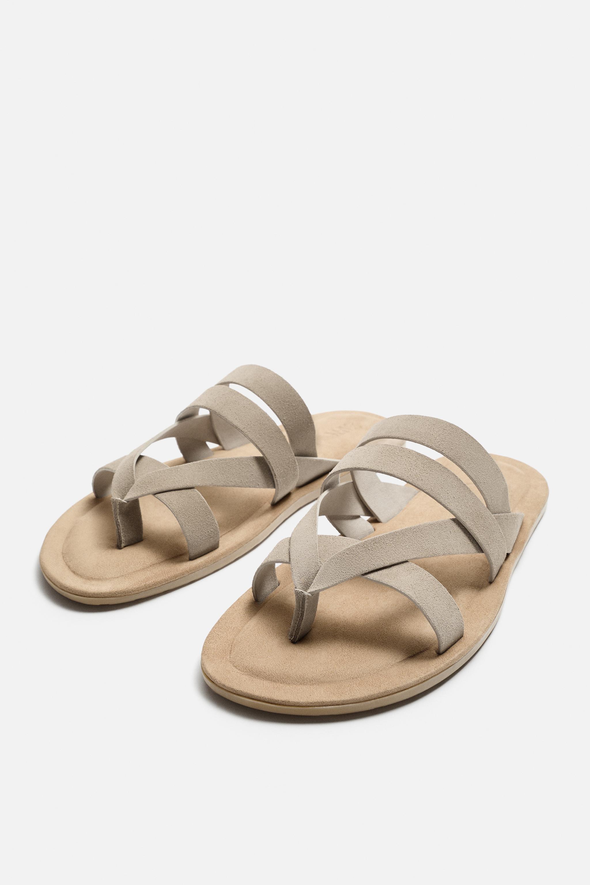 LEATHER SANDALS WITH STRAPS Product Image