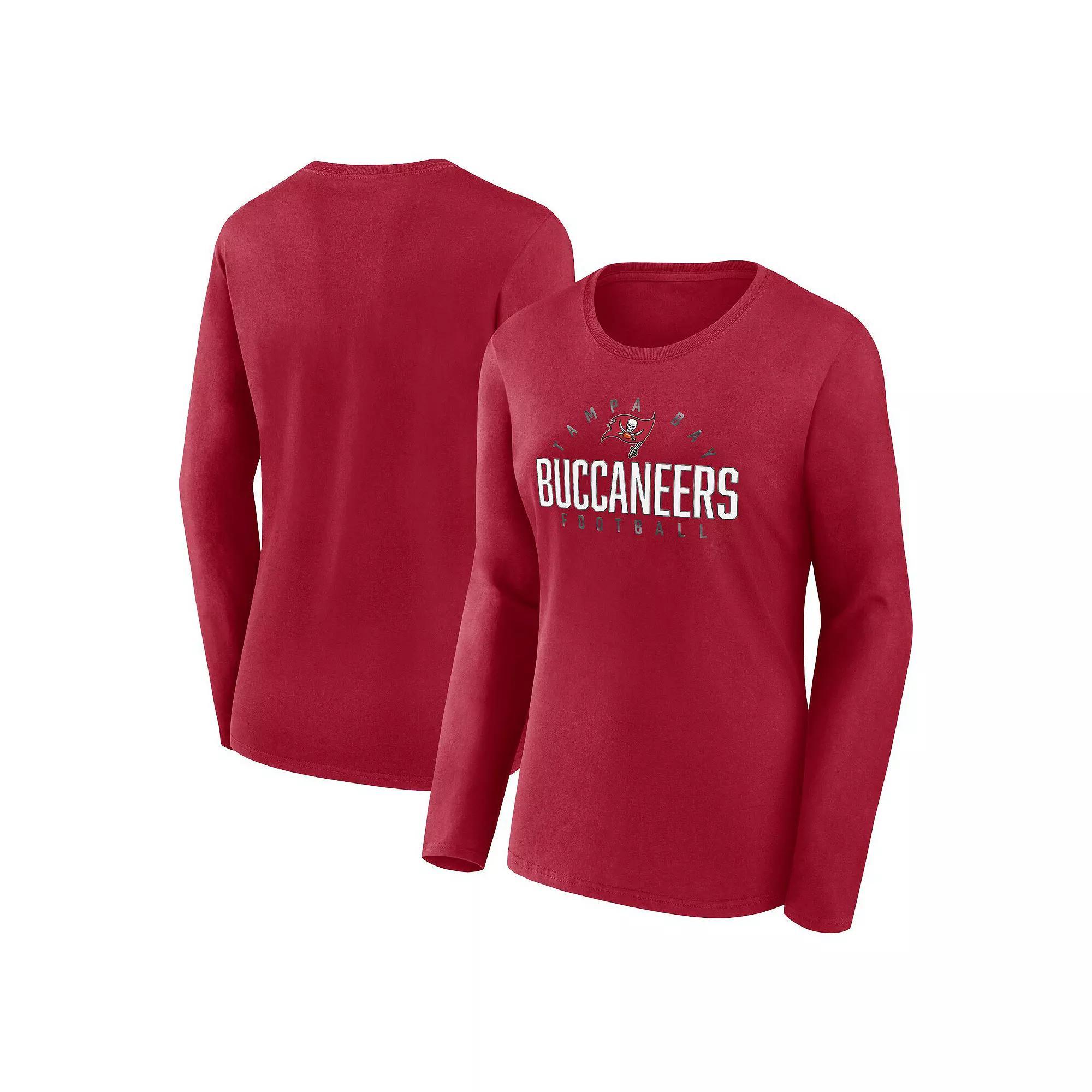 Women's Fanatics Branded Red Tampa Bay Buccaneers Plus Size Foiled Play Long Sleeve T-Shirt, Size: 1XL Product Image
