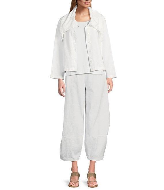 Bryn Walker Cotton Jersey Wide Pointed Collar Long Sleeve Button-Front Jacket Product Image