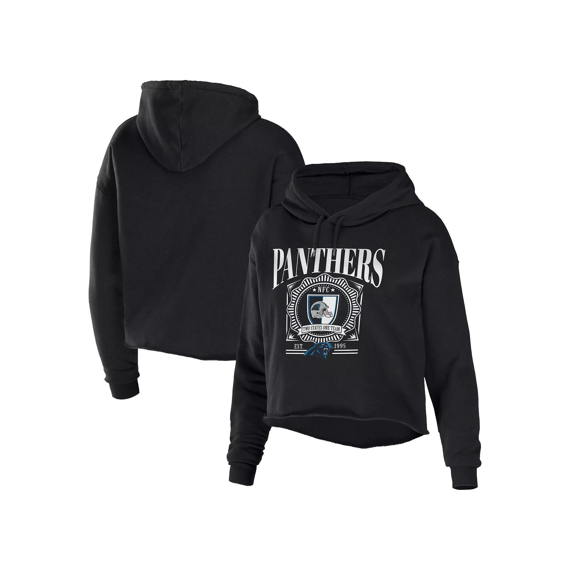 Women's WEAR by Erin Andrews Black Tennessee Titans Cropped Sponge Fleece Pullover Hoodie,  Product Image