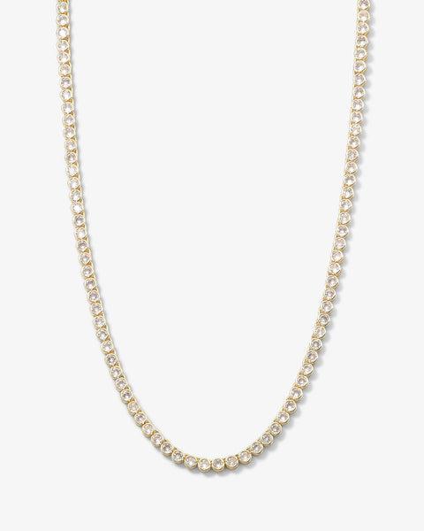 Baroness Tennis Necklace 15" - Gold|White Diamondettes Product Image