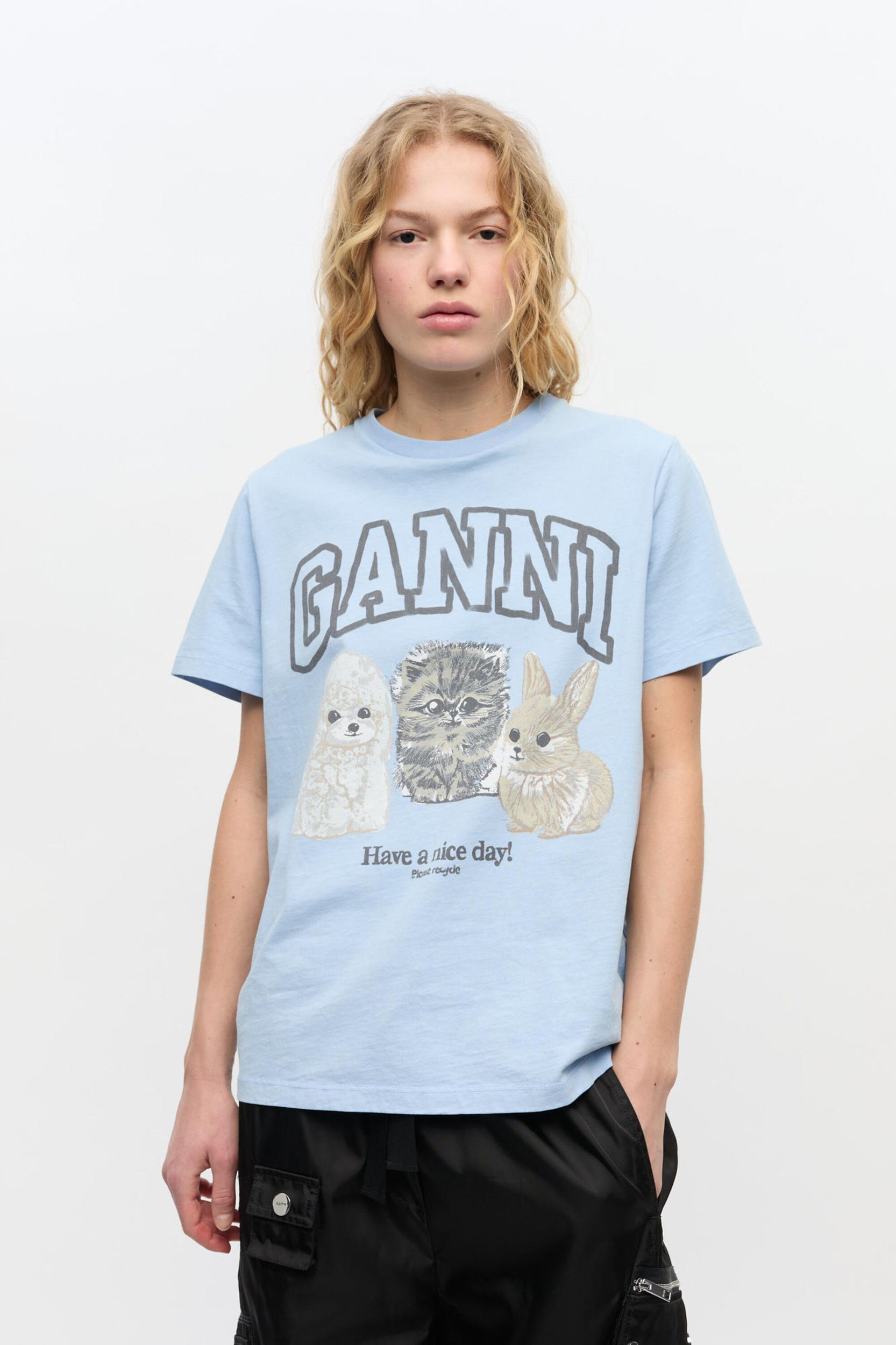 Blue Animal Print T-shirt Product Image