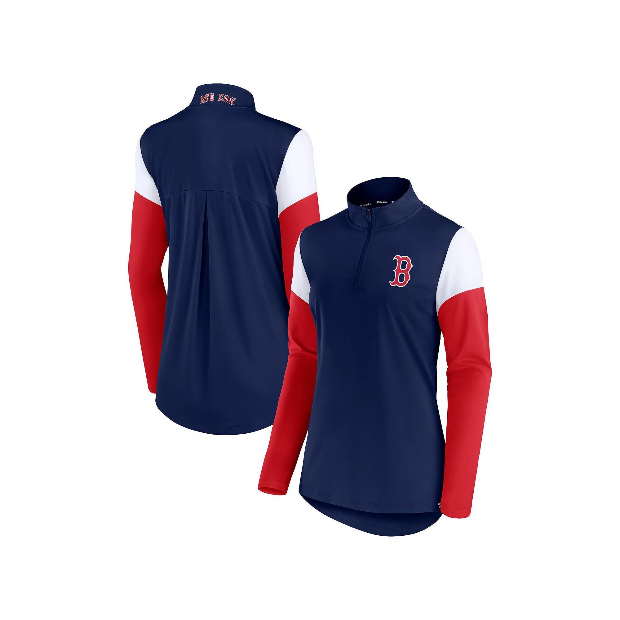 Women's Fanatics Branded Navy/Red Boston Red Sox Authentic Fleece Quarter-Zip Jacket, Size: Large, Blue Product Image