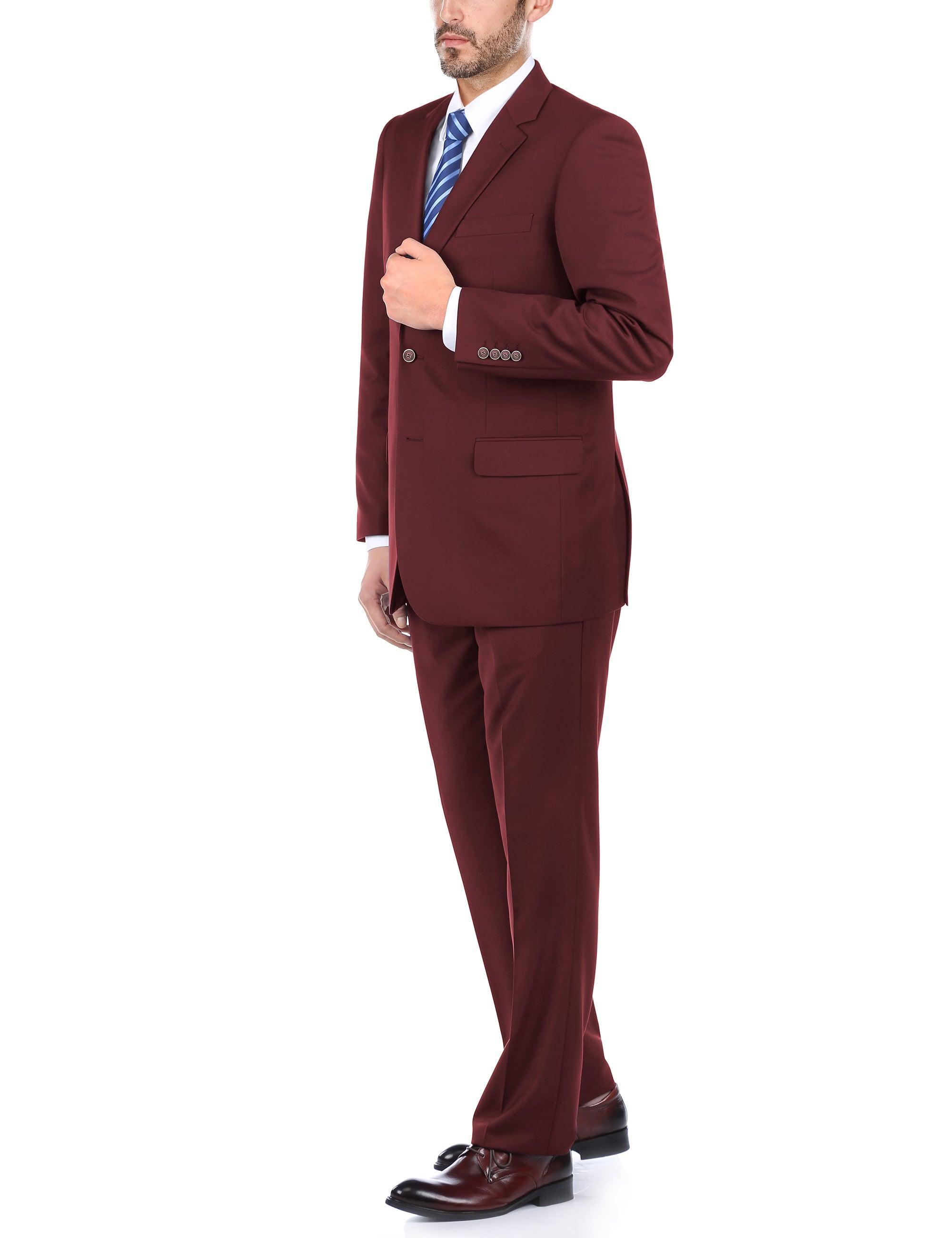 (46S) 2 Piece Suit 2 Buttons Regular Fit In Burgundy Product Image