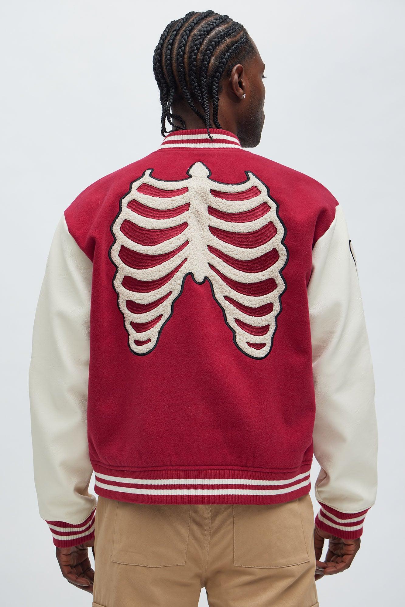 Skeleton Varsity Jacket - Red/White Product Image