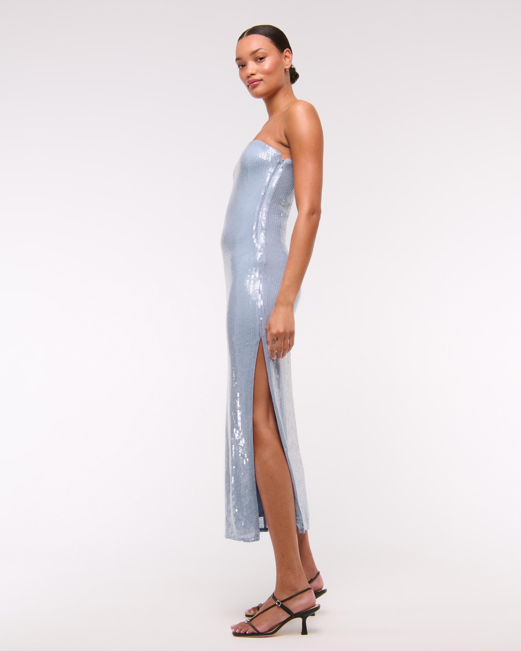 Strapless Sequin Midi Dress Product Image