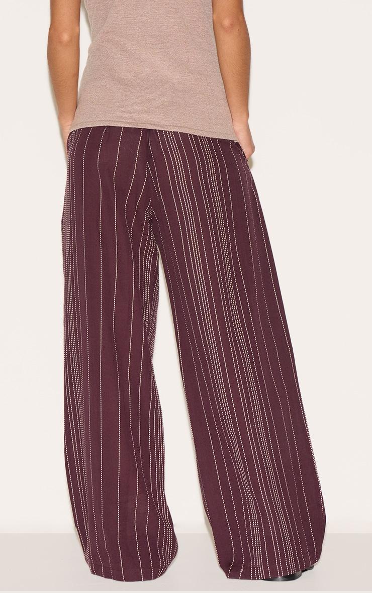 Petite Chocolate Stripe Linen Look Elasticated Waist Pants Product Image
