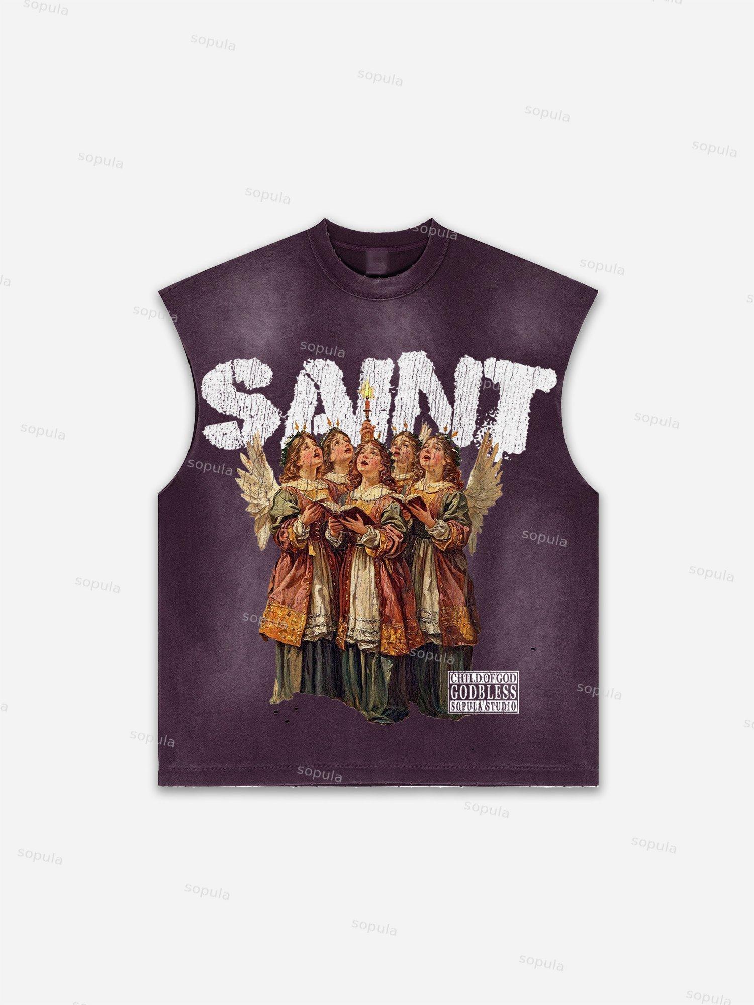 Men's Washed Saint Graphic Child Of God Print Tank Top Product Image