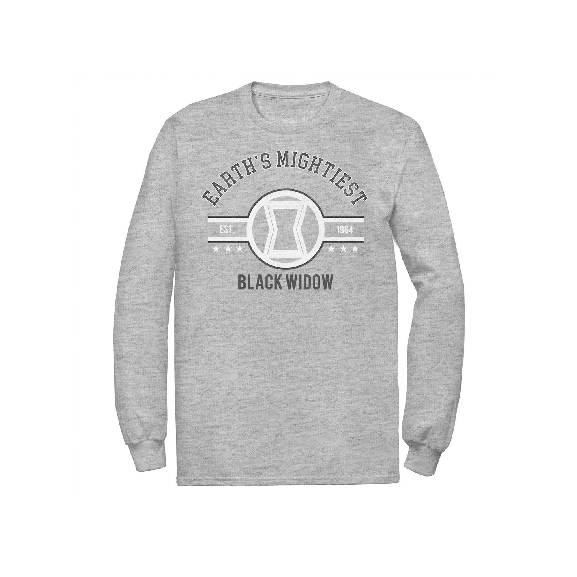 Men's Marvel Avengers Earth's Mightiest Black Widow Logo Tee, Size: Medium, Athletic Grey Product Image