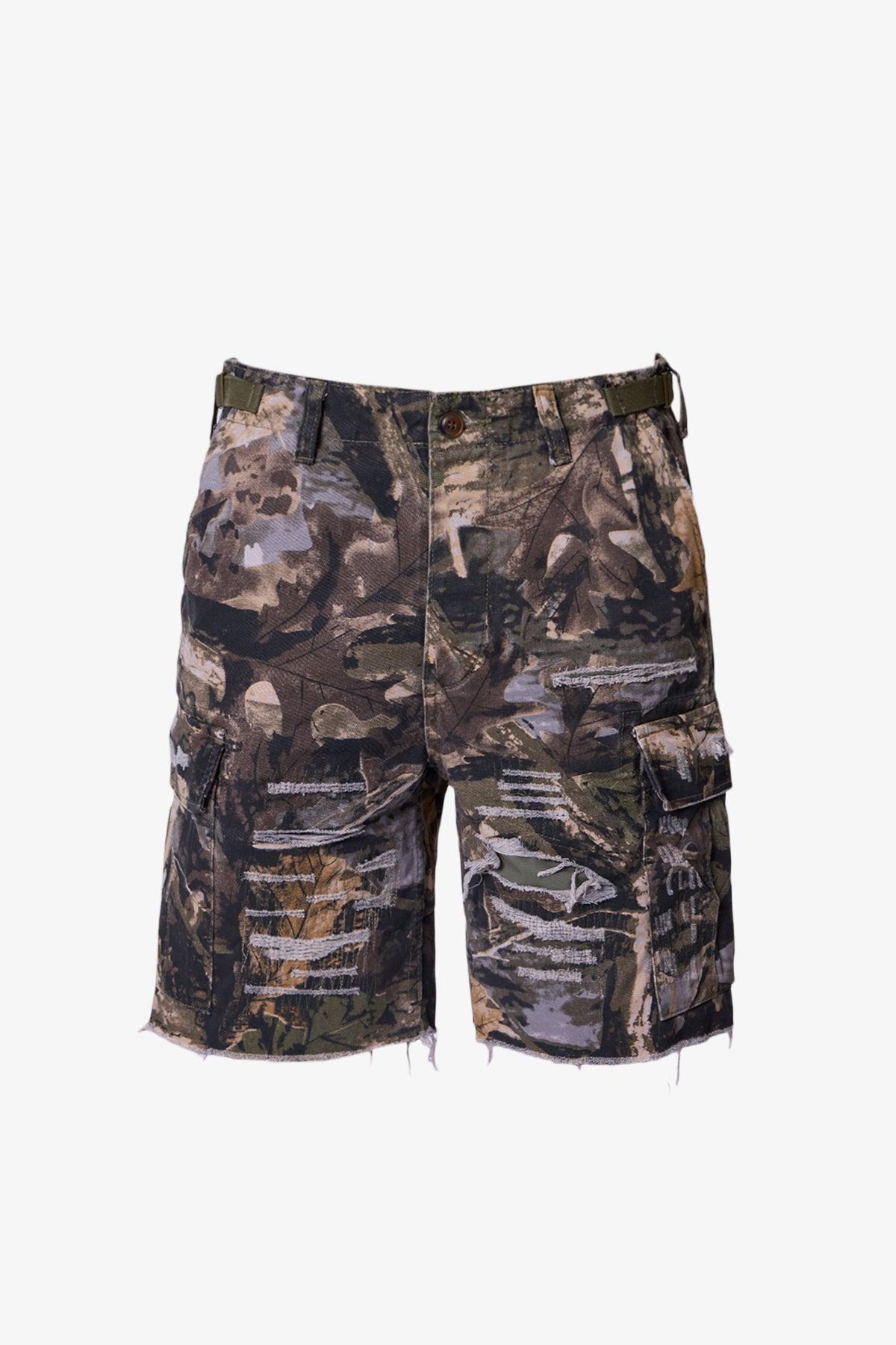 Distressed Cargo Shorts - Forest Camo Product Image