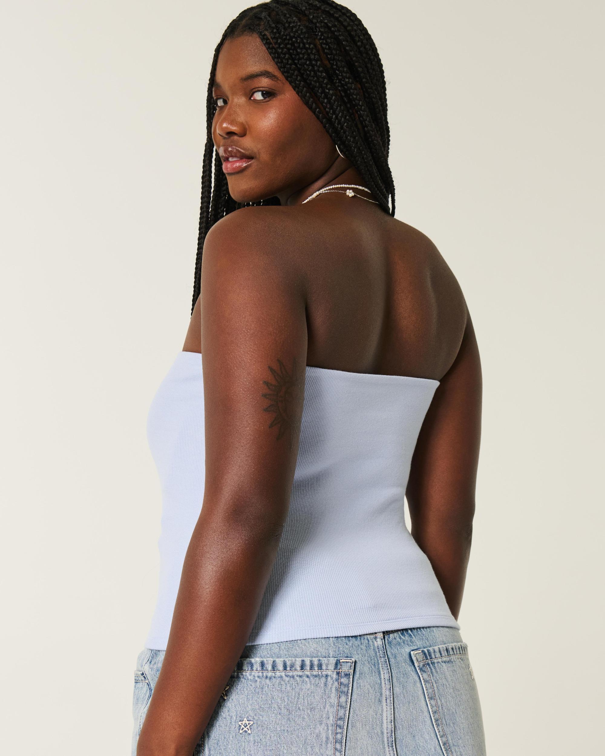 Ribbed Strapless Graphic Tube Top Product Image