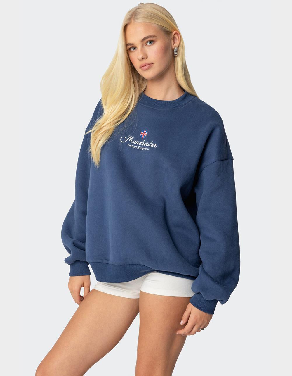 EDIKTED Manchester Embroidered Oversized Sweatshirt Product Image