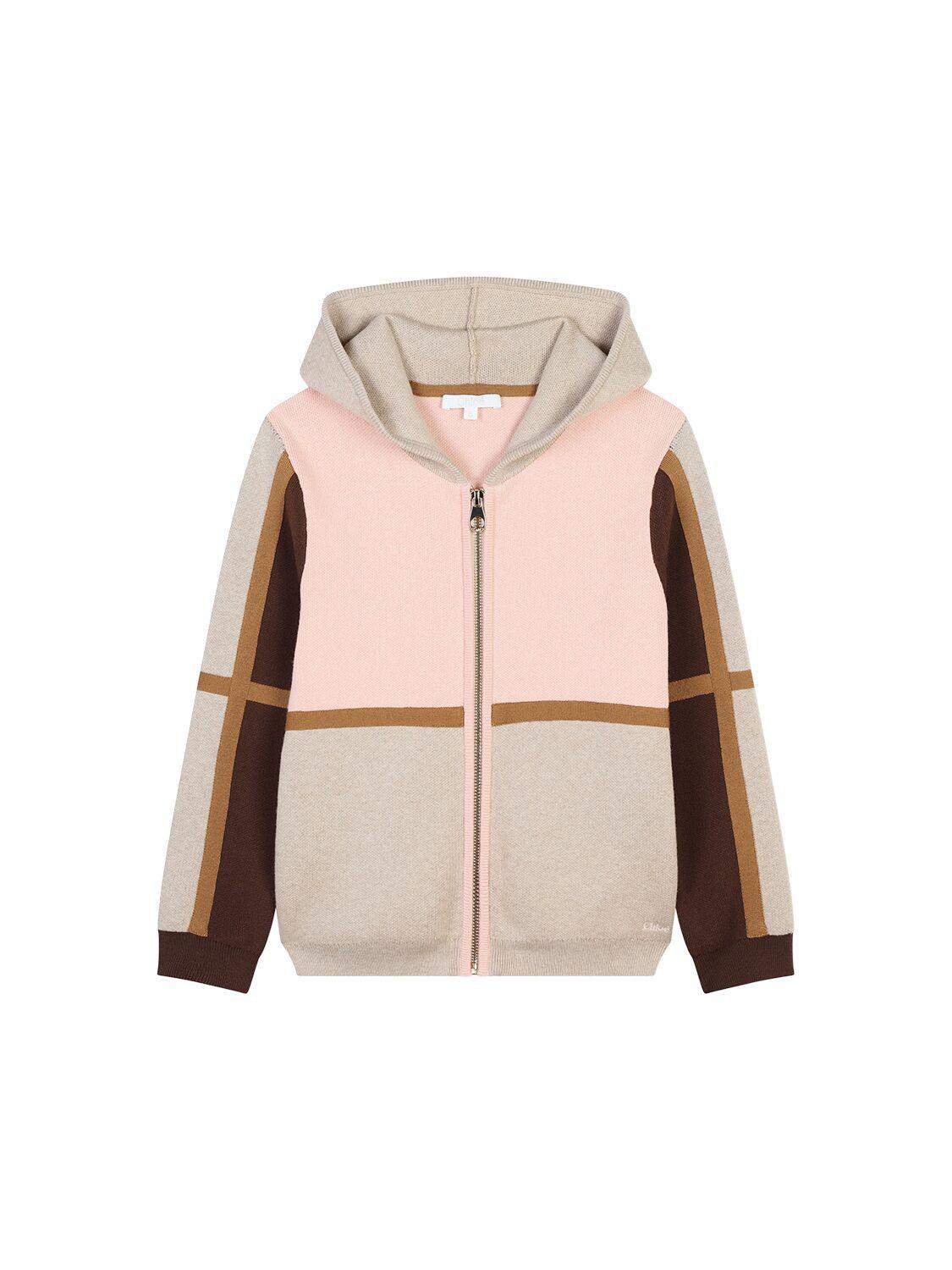 CHLOÉ Cotton & Wool Knit Cardigan In Pink Product Image