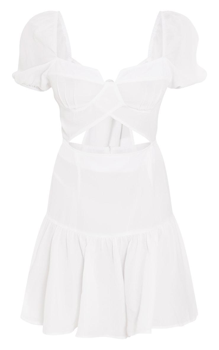 White Cut Out Underwired Frill Shift Dress Product Image