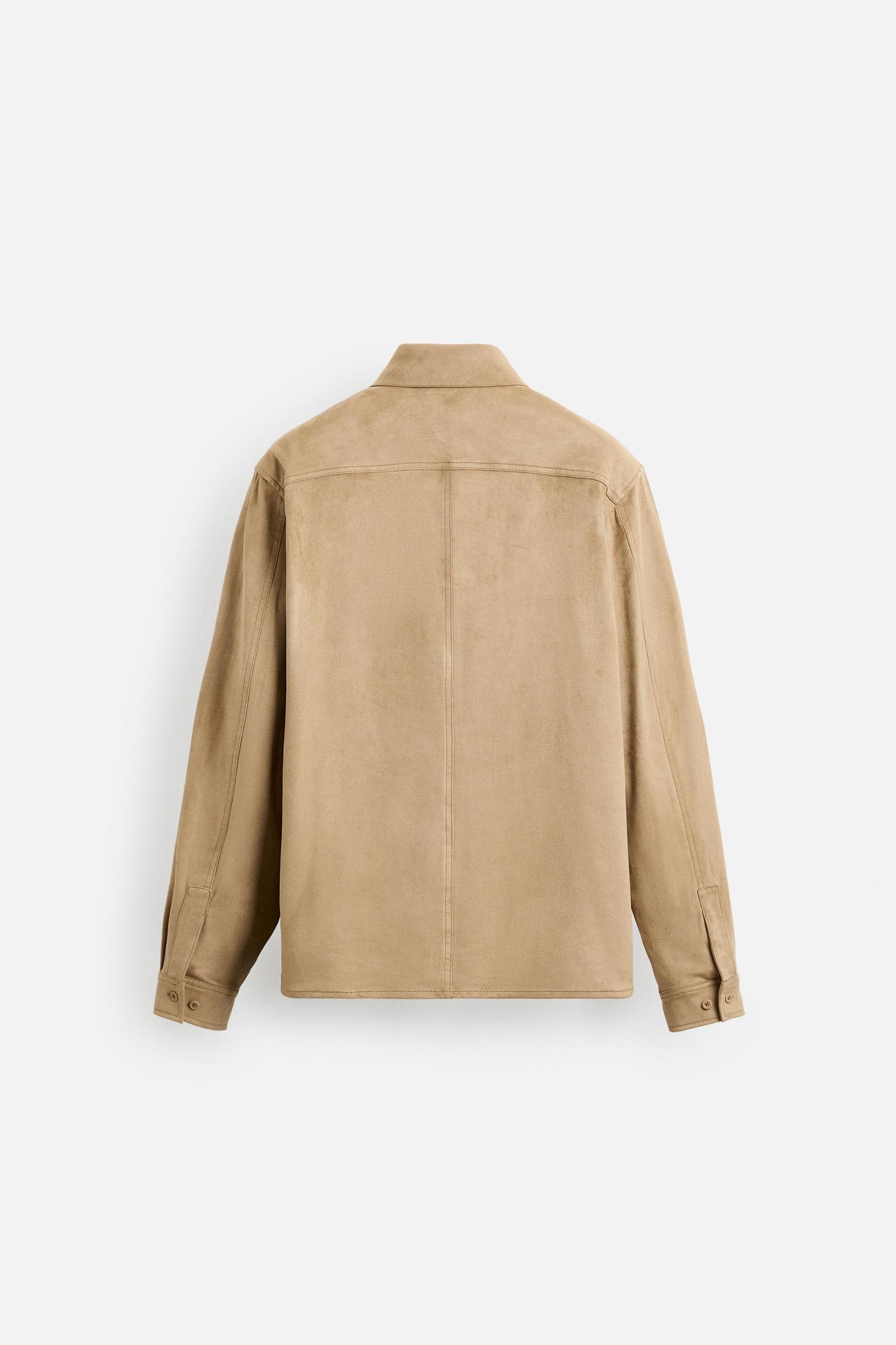 LIGHTWEIGHT FAUX SUEDE OVERSHIRT Product Image