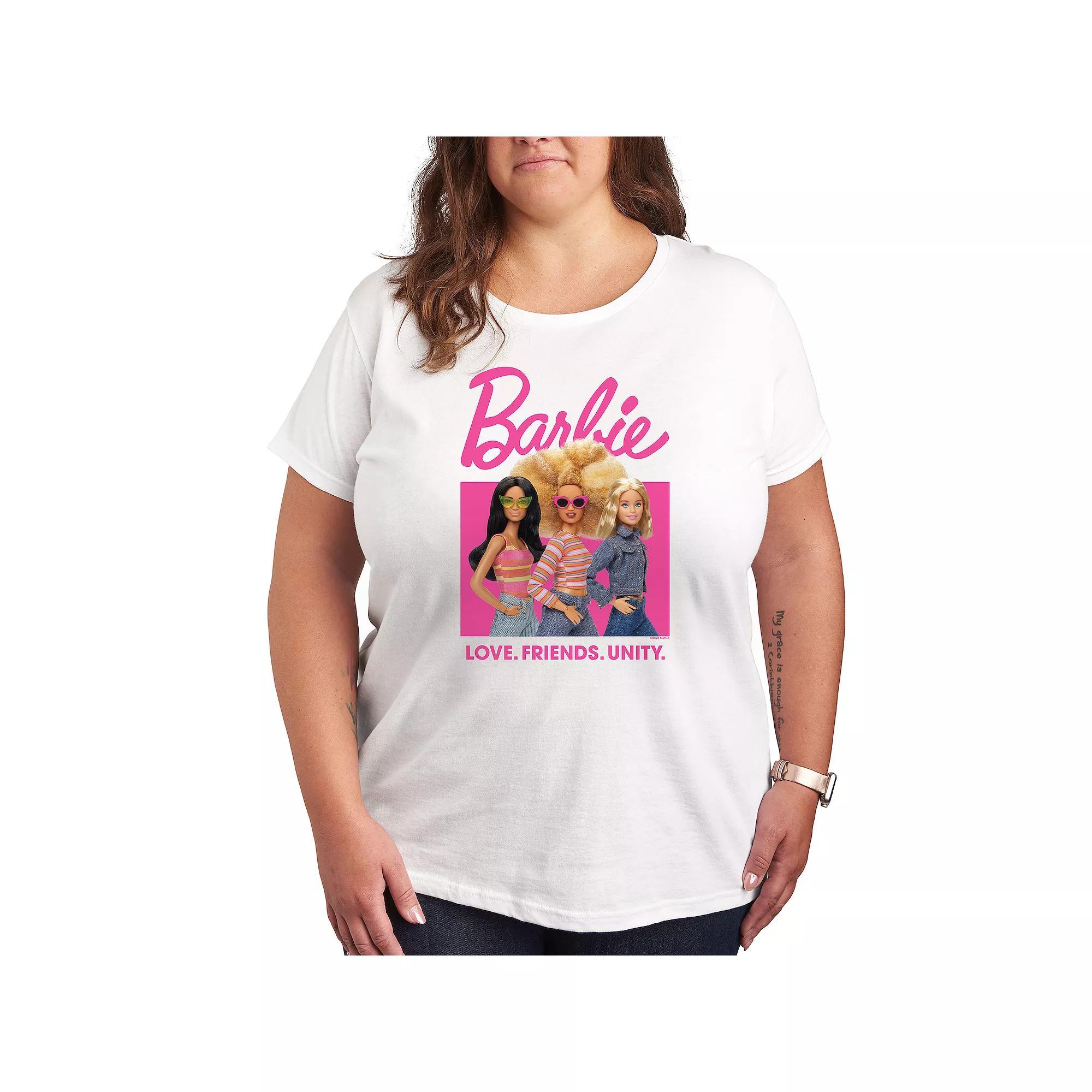 Plus Barbie® Love Friends Unity Graphic Tee, Women's, Size: 3XL, White Product Image