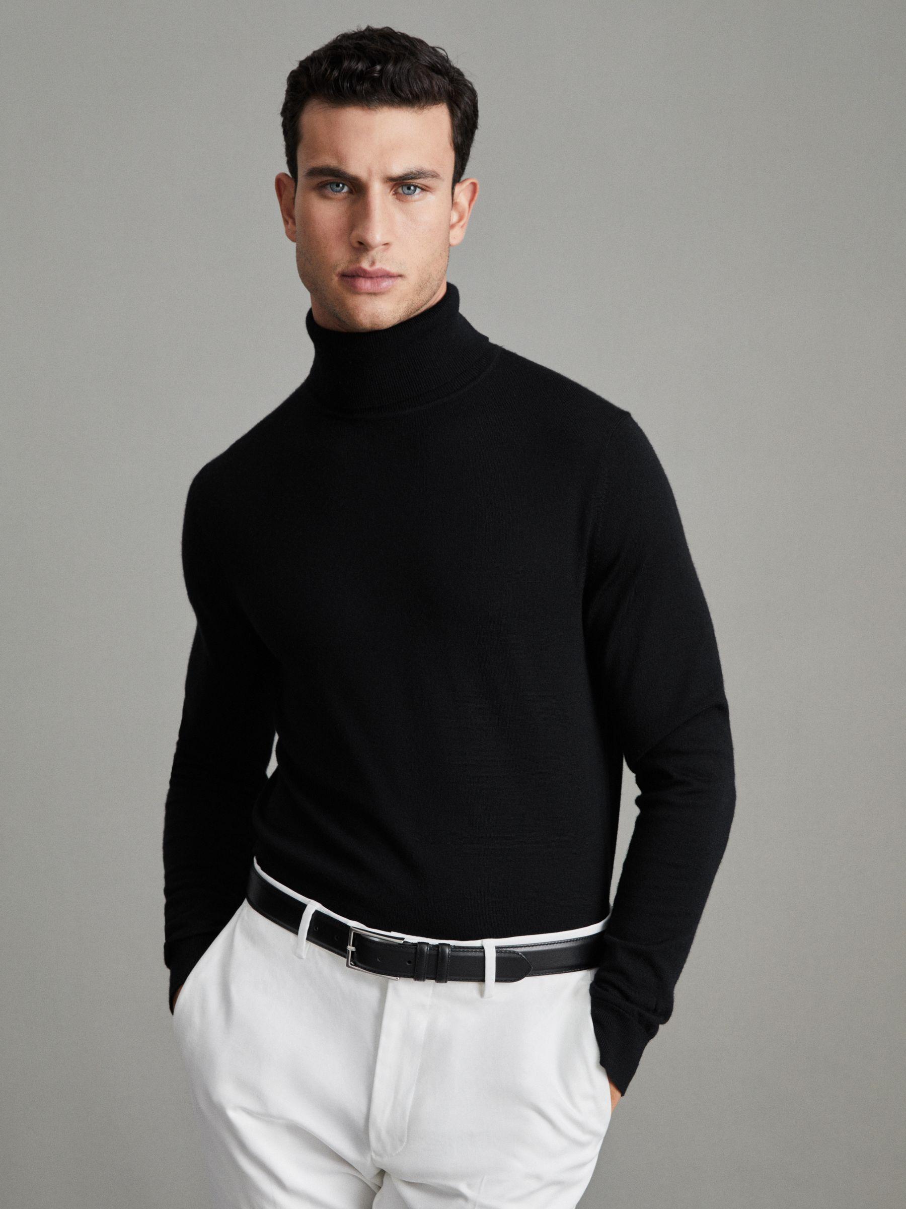 Merino Roll-Neck Jumper in Black Product Image
