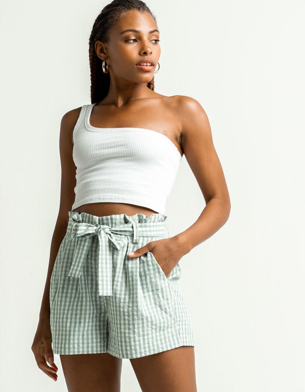 SKY AND SPARROW Self Belt Womens Gingham Shorts Product Image