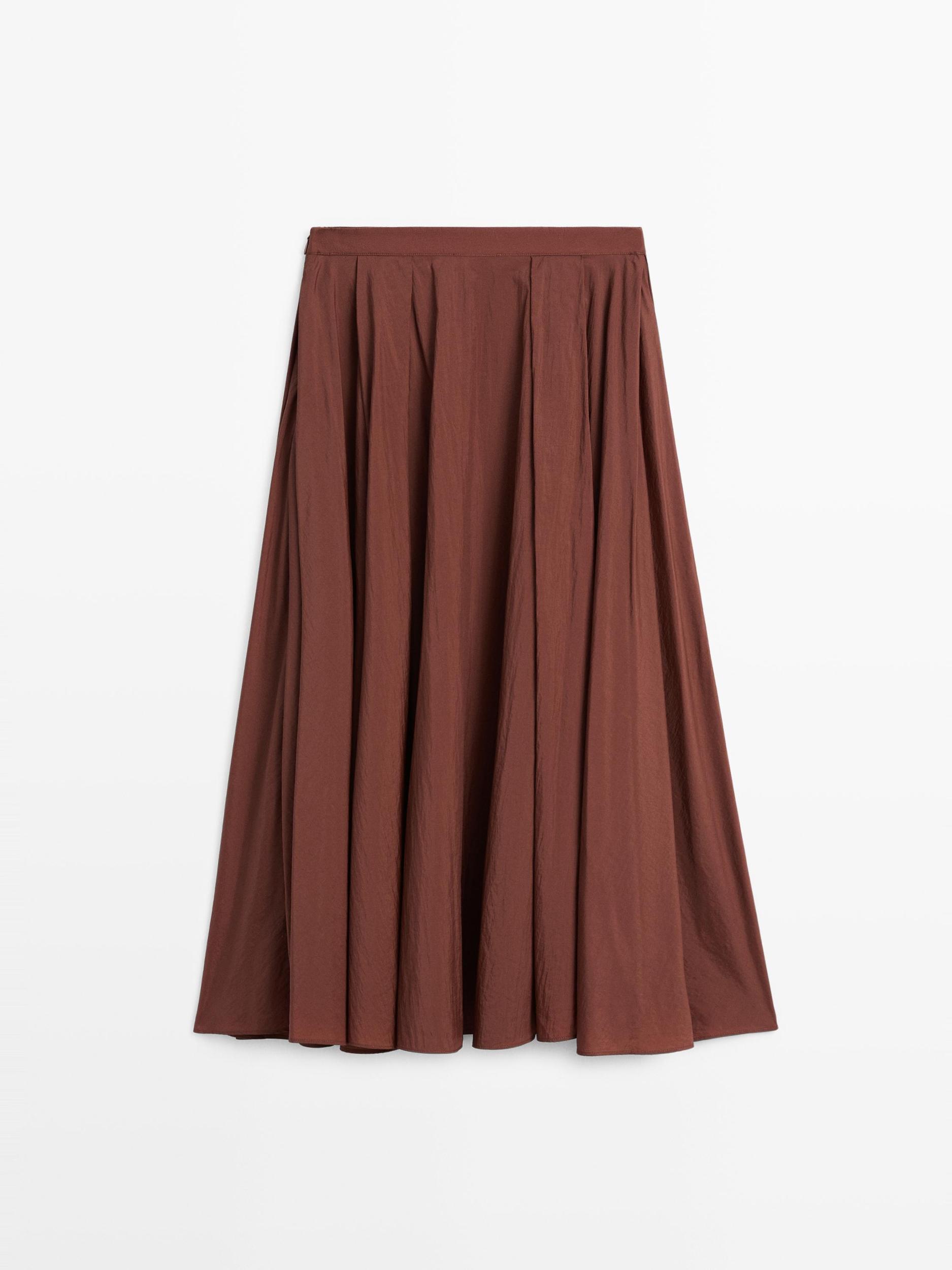 Pleated technical midi skirt Product Image