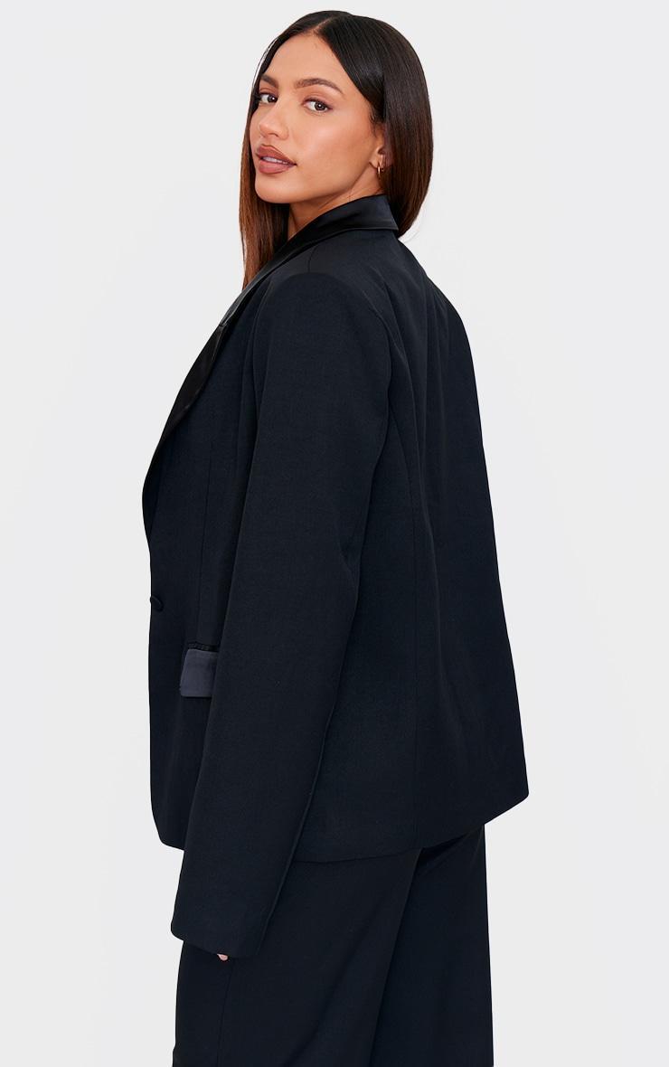 Tall Black Tuxedo Oversized Blazer Product Image
