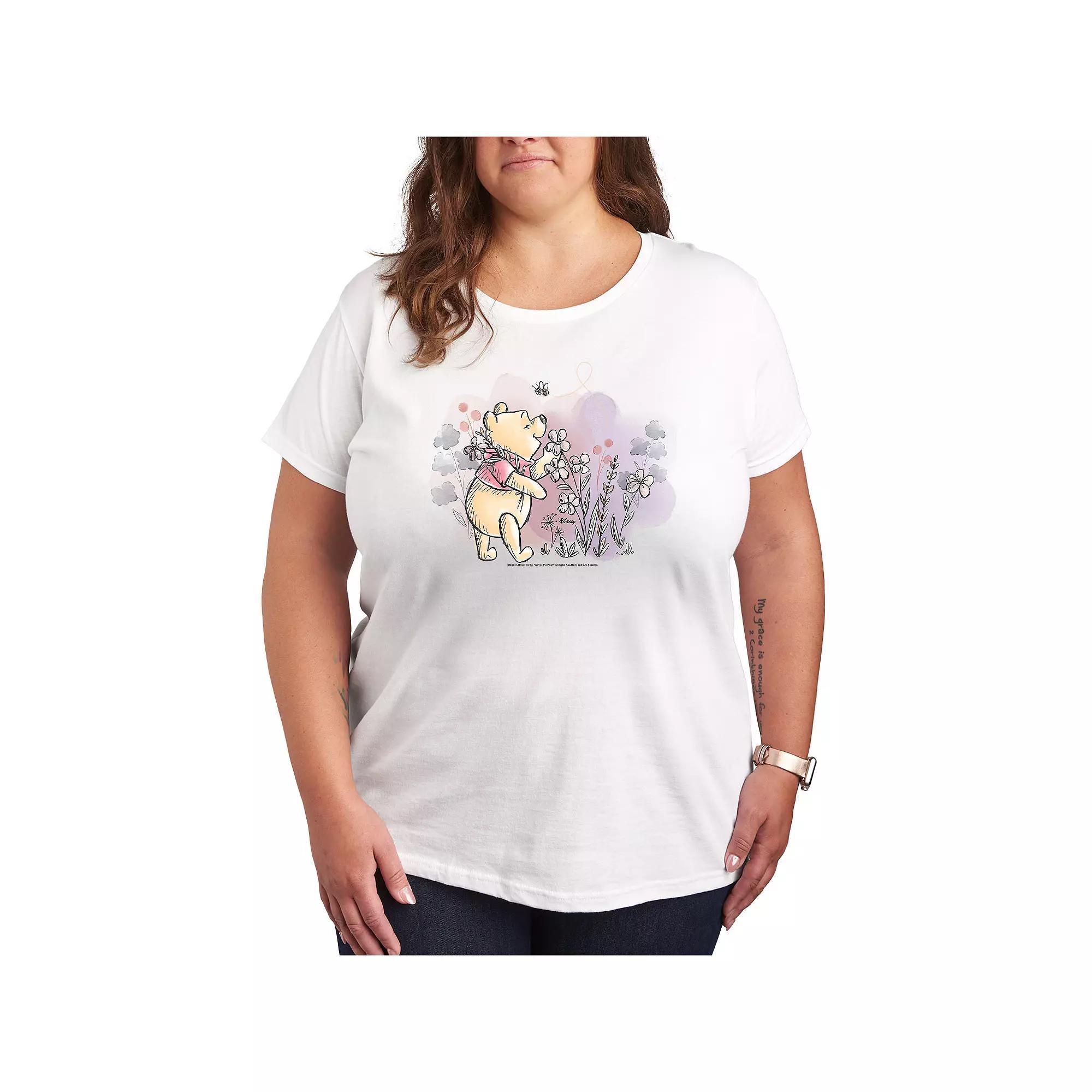 Disney's Winnie The Pooh Flowers Graphic Tee, Women's, Size: 4XL, White Product Image