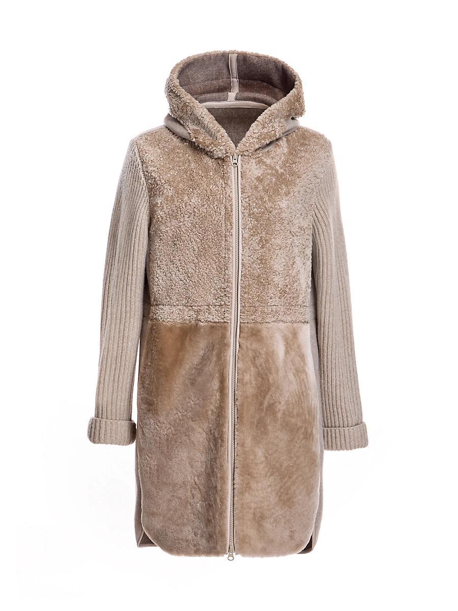 Womens Long Shearling & Jersey Hoodie Product Image