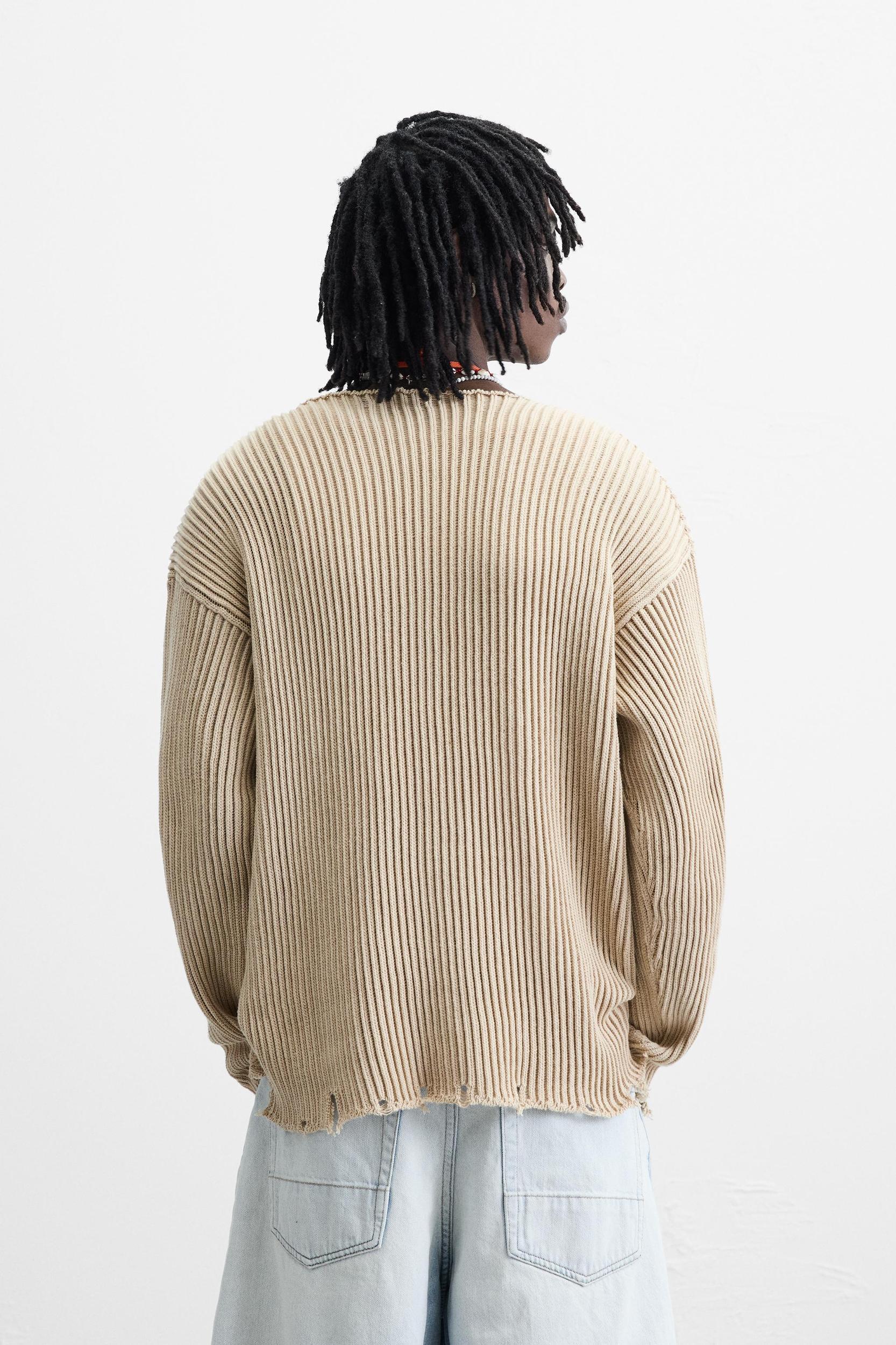 RIBBED DISTRESSED SWEATER Product Image