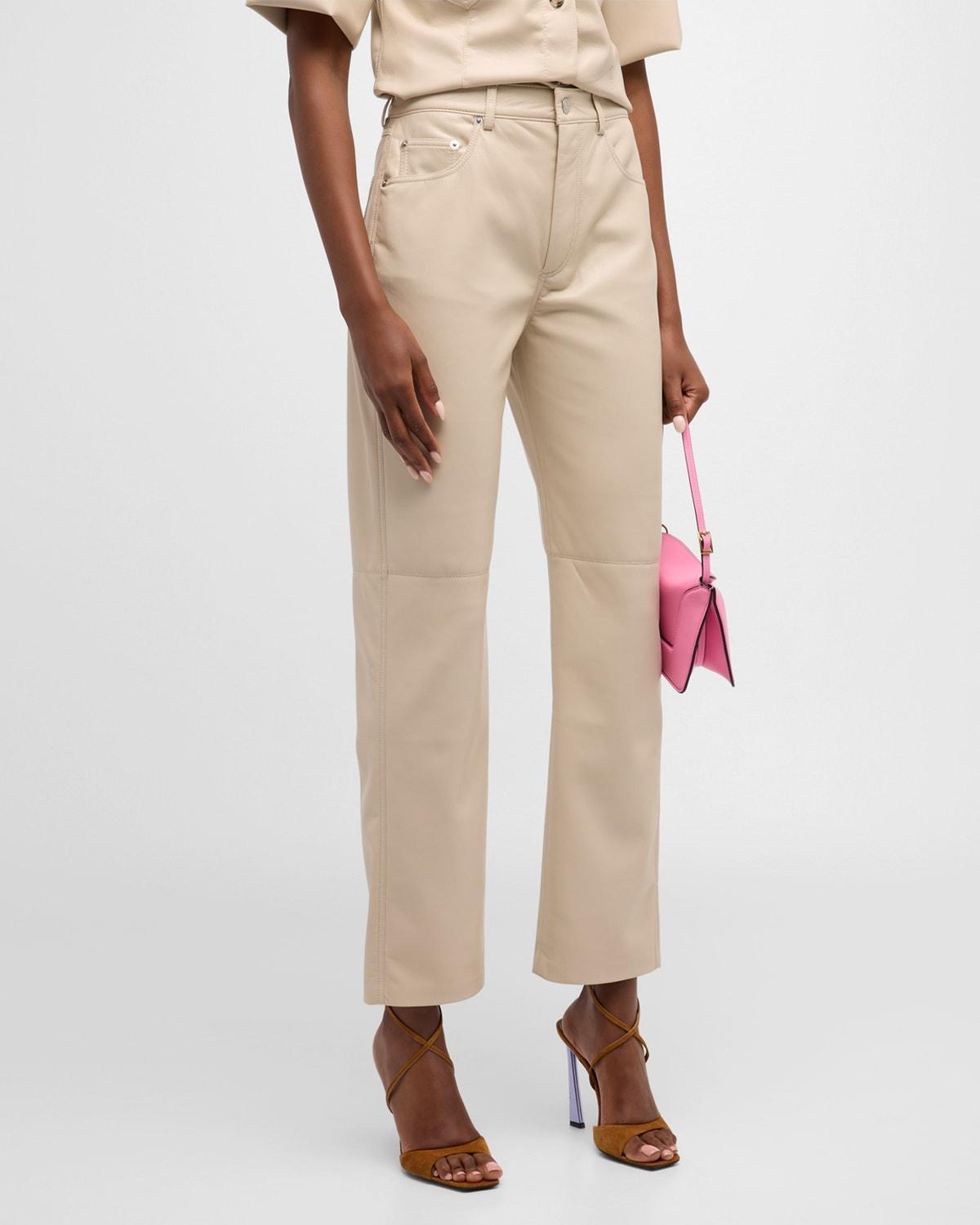 Vinni Straight-Leg Alt-Leather Crop Pants Product Image