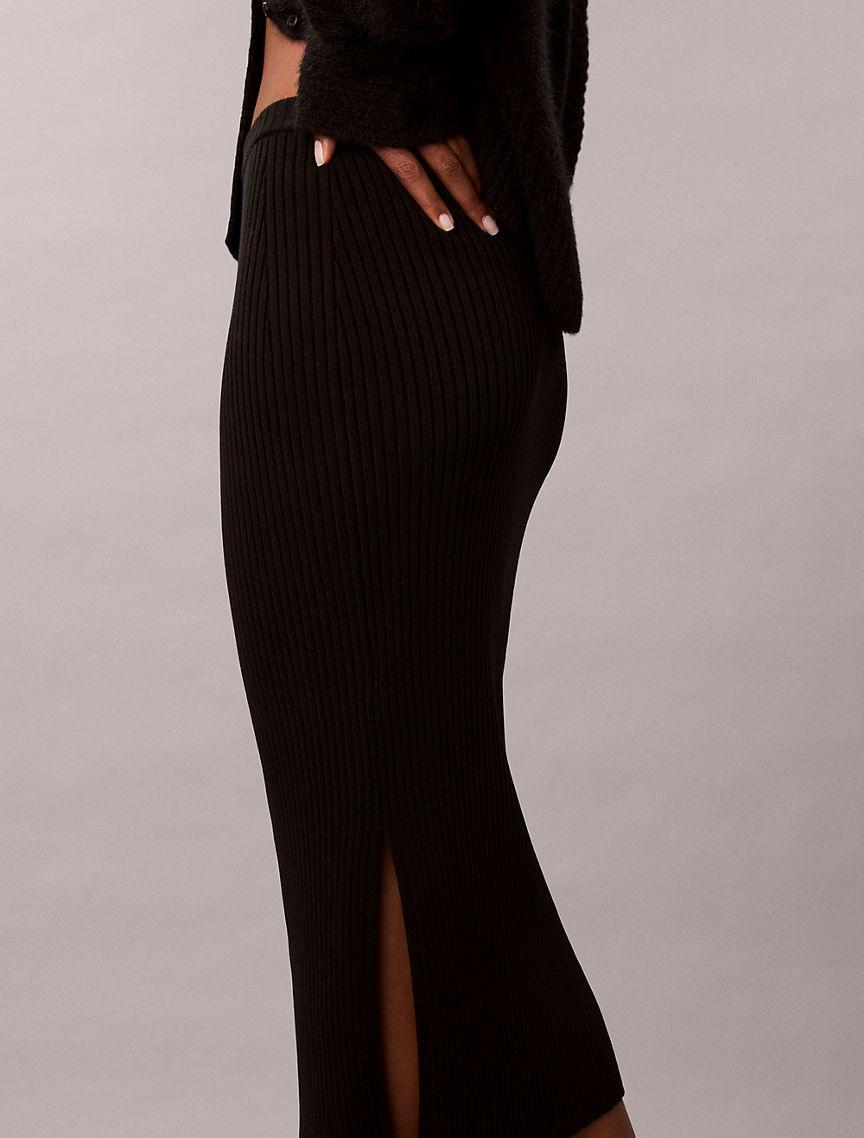 Smooth Cotton Rib Midi Skirt Product Image