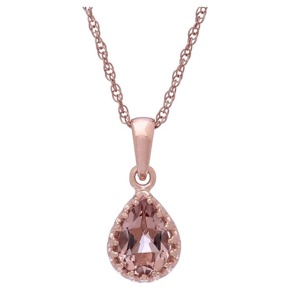 Designs by Gioelli 14k Rose Gold Over Silver Simulated Morganite Teardrop Pendant, Womens Pink Product Image