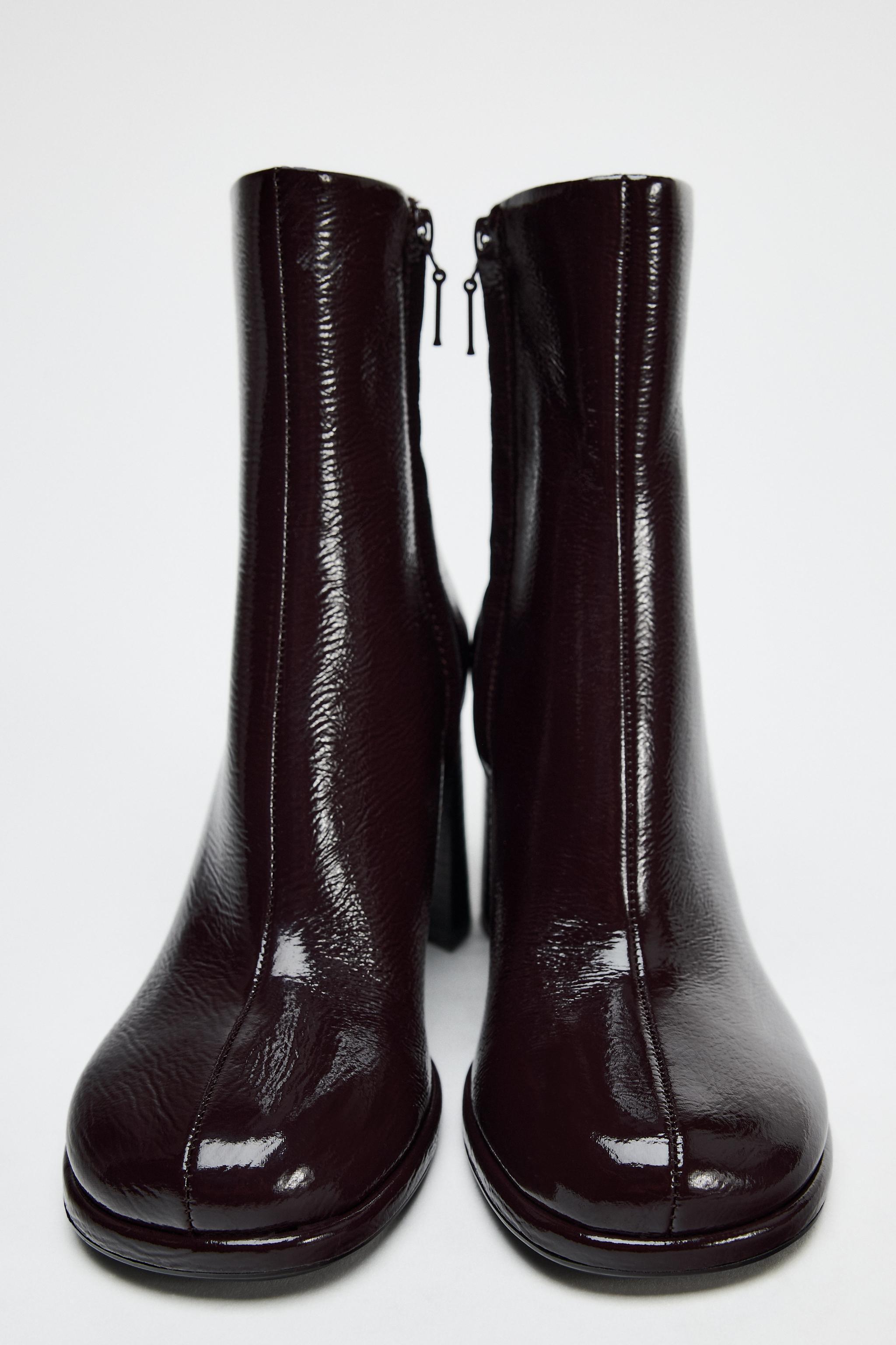 FAUX PATENT LEATHER HEELED ANKLE BOOTS Product Image