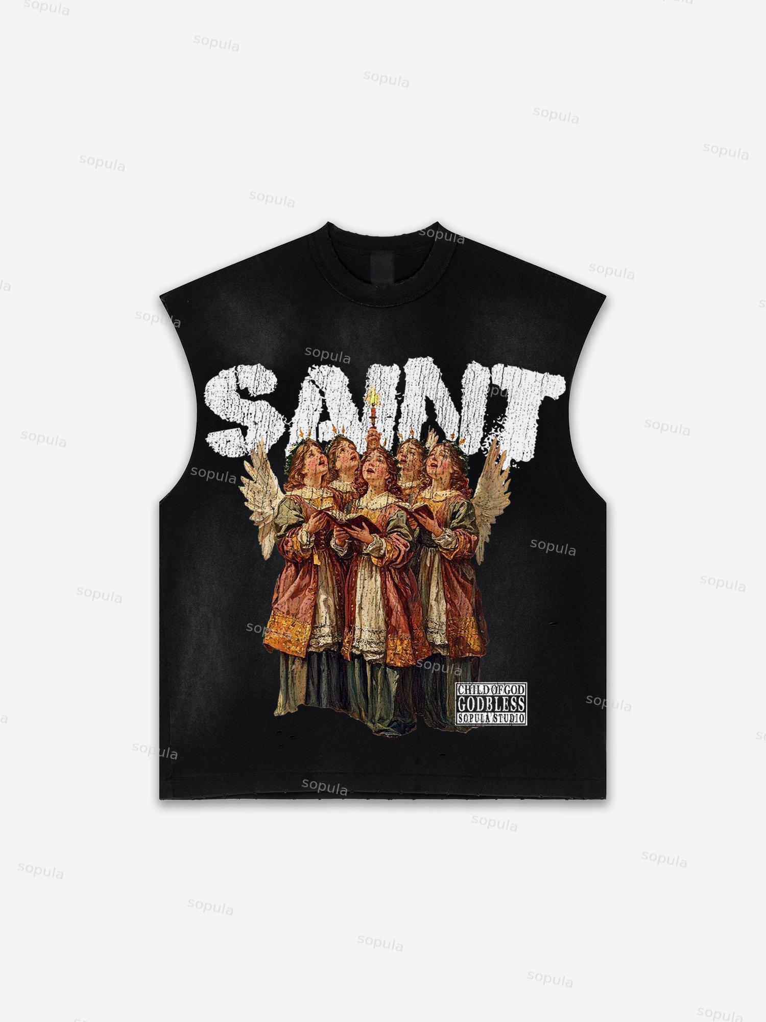 Men's Washed Saint Graphic Child Of God Print Tank Top Product Image