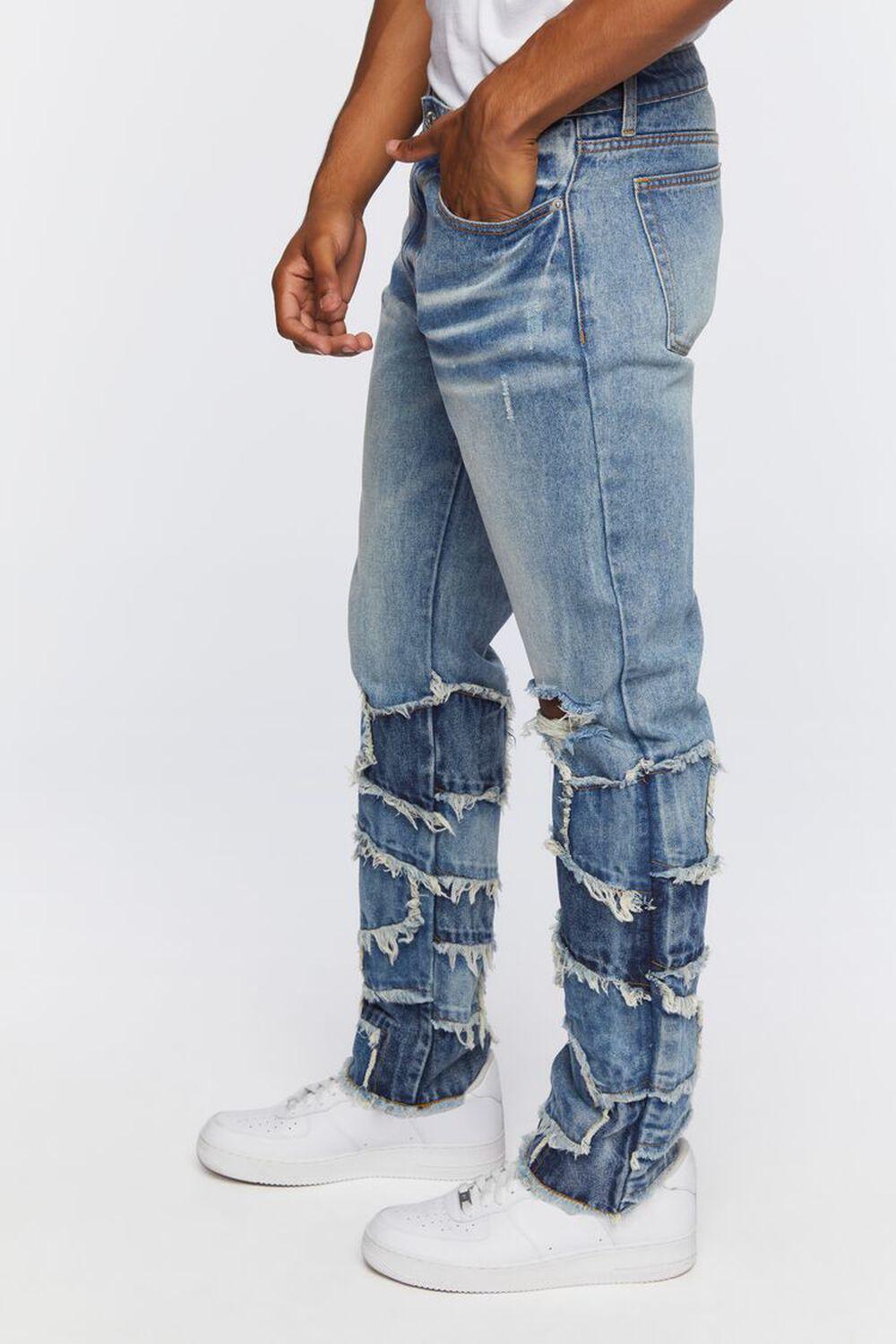 Frayed Patchwork Slim-Fit Jeans | Forever 21 Product Image