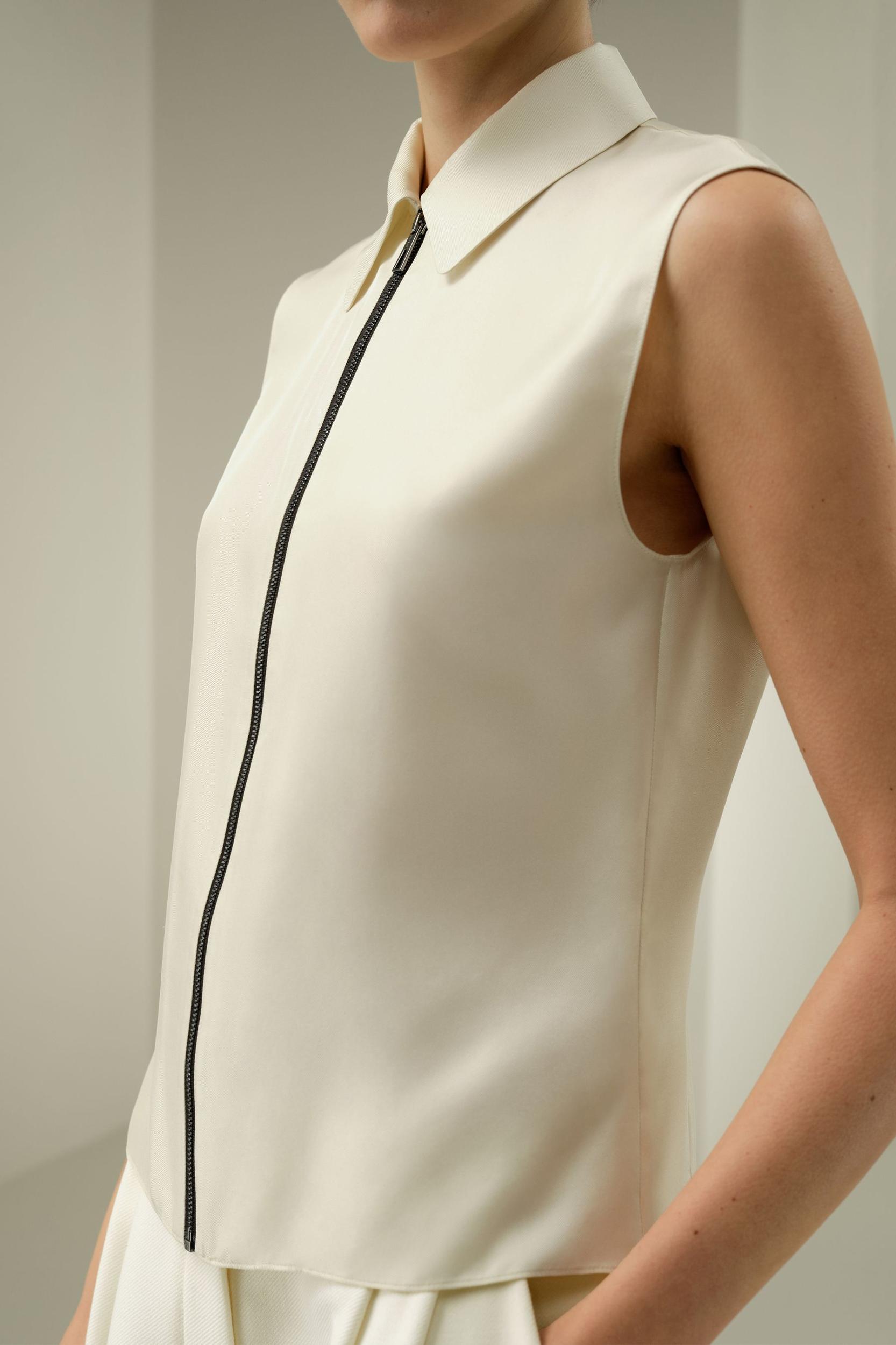 LILYSILK Silk Top Sleeveless - Female - Black 100% Pure Silk - Functional Zipper Placket Camisole XL Product Image