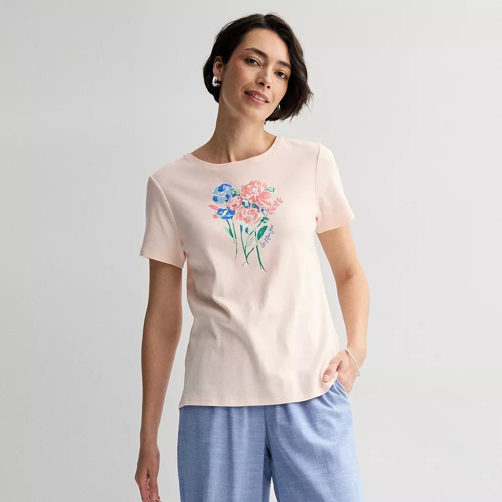 Women's Croft & Barrow® Essential Crewneck Tee, Size: Medium, Poppy Anchor Graphic Product Image