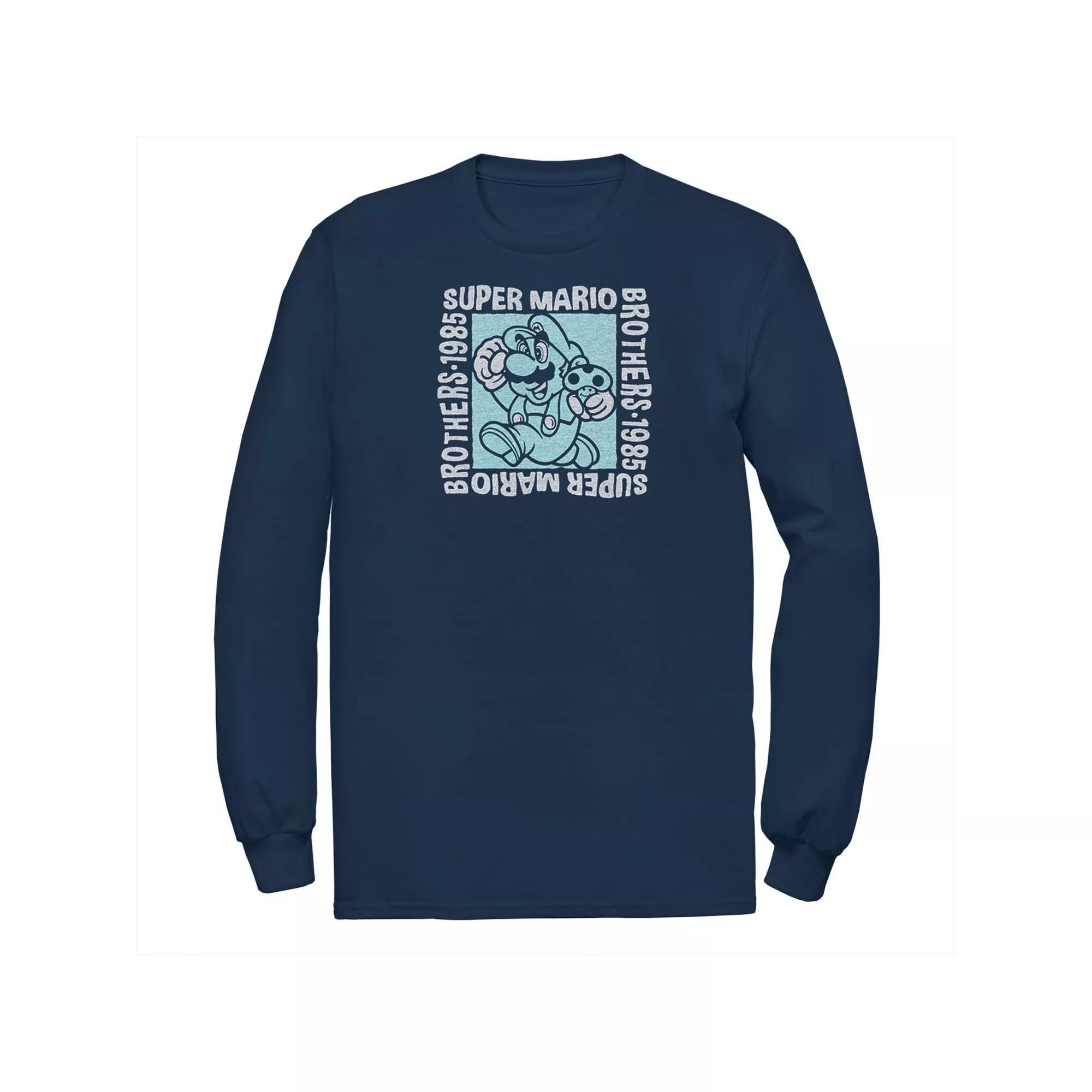 Men's Nintendo Brothers Box Long Sleeve Tee, Size: 5XL, Blue Product Image