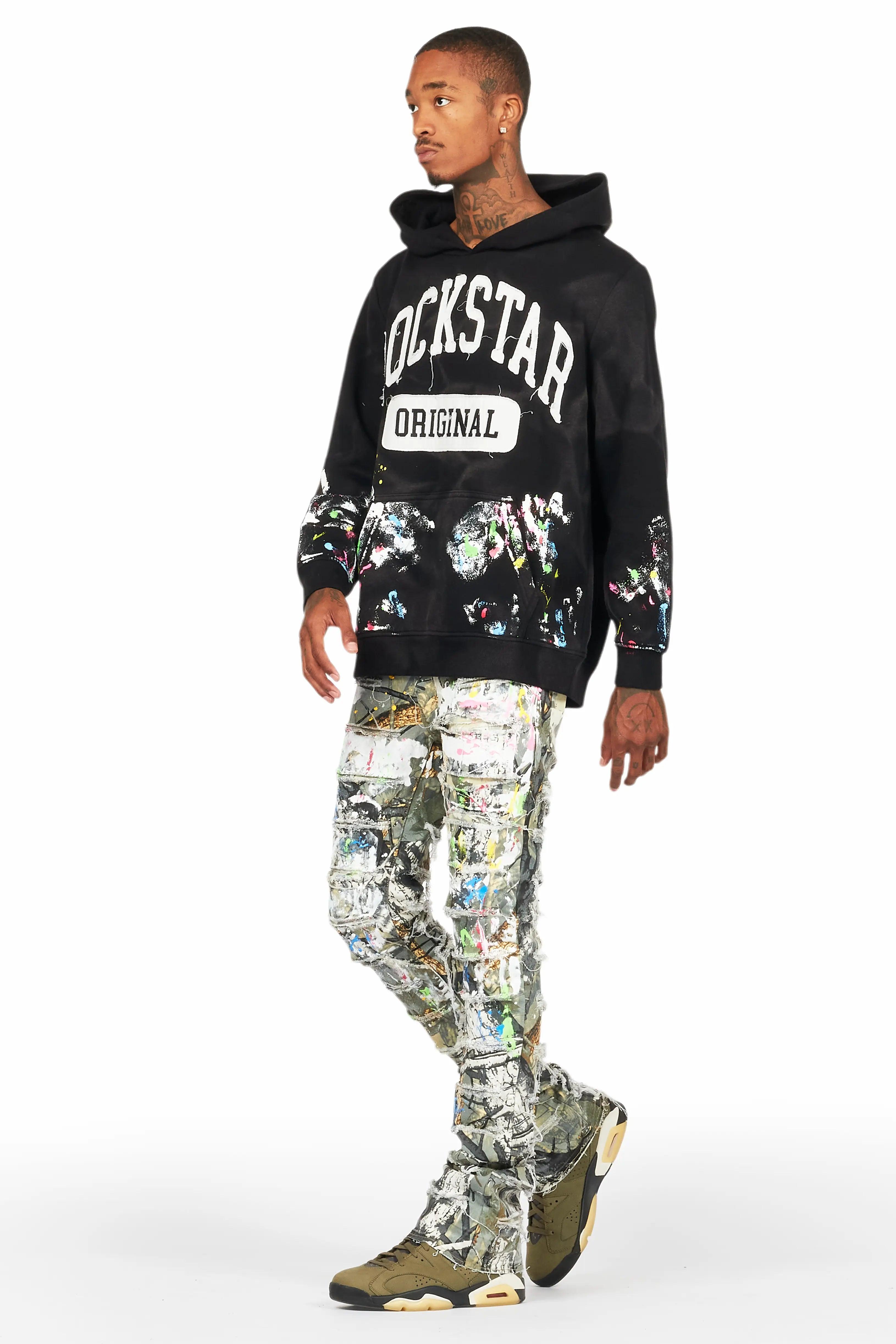 Akello Green Camo Painter Stacked Flare Jean Male Product Image