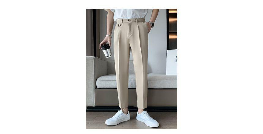 Plain Cropped Straight Leg Dress Pants Product Image