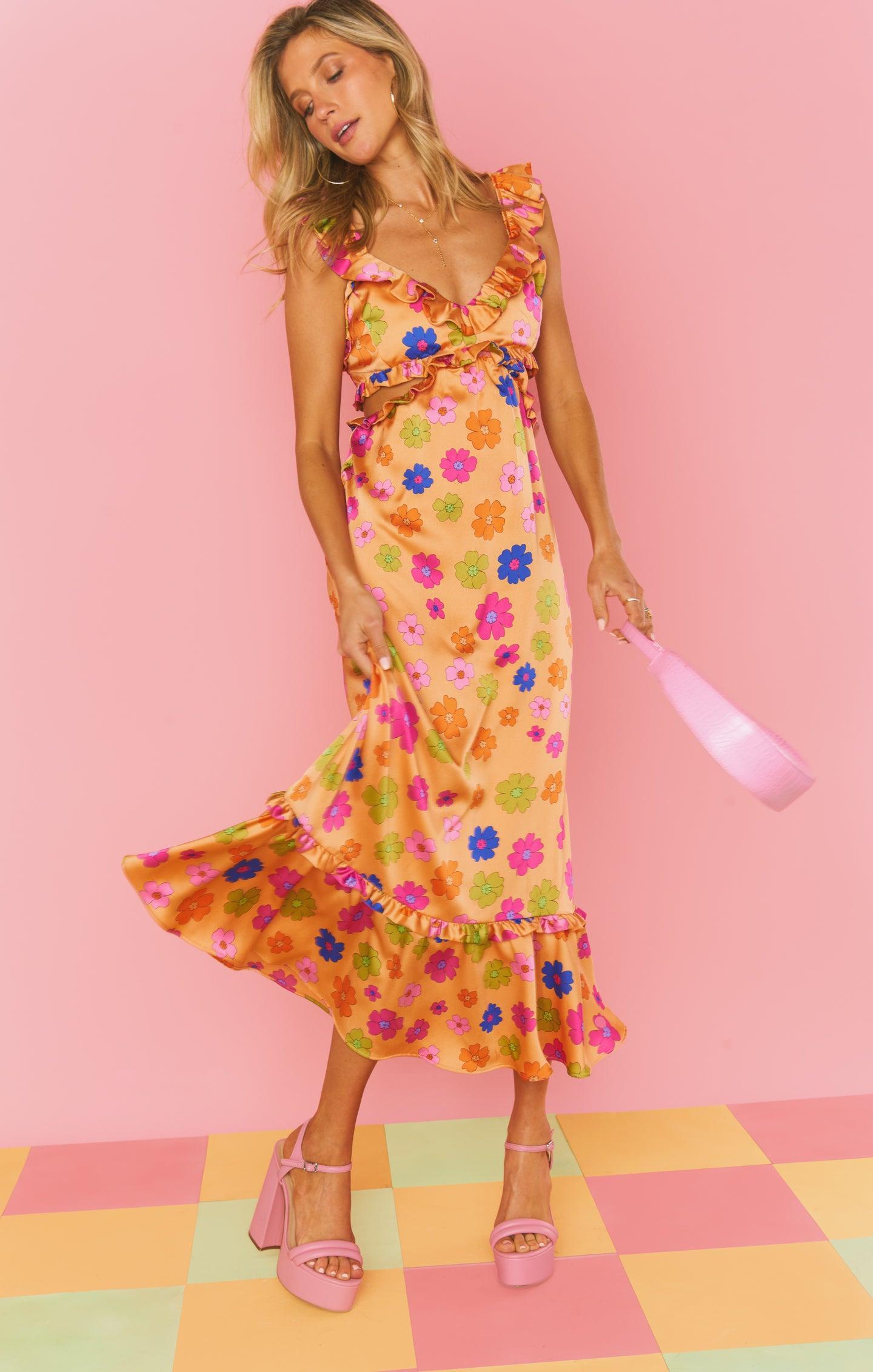 Lane Midi Dress ~ Poppin Poppy Product Image