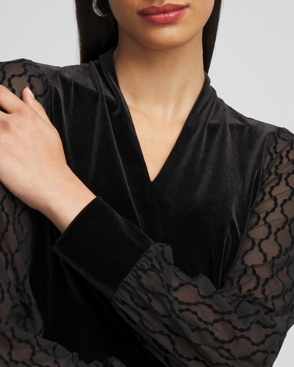 Velvet V-neck Long Sleeve Top Product Image