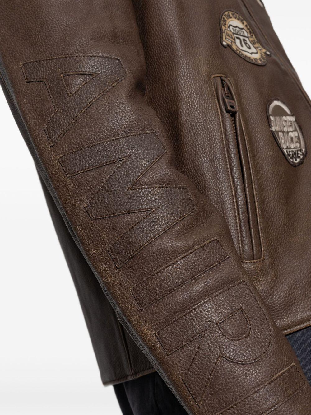 patch-detail leather jacket Product Image