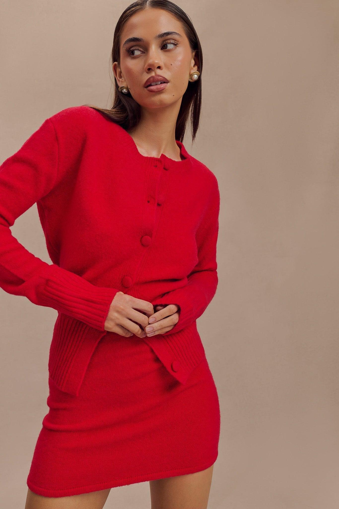 Genevieve Oversized Knit Cardigan - Ruby Product Image