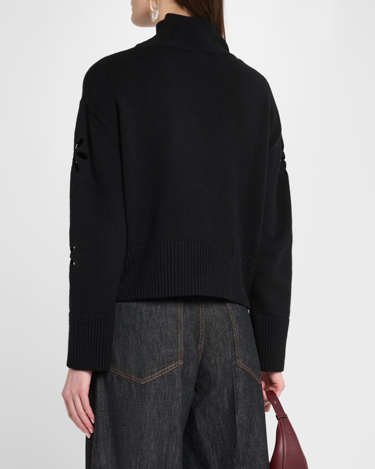 Mock-Neck Cutout Wool-Cashmere Sweater Product Image