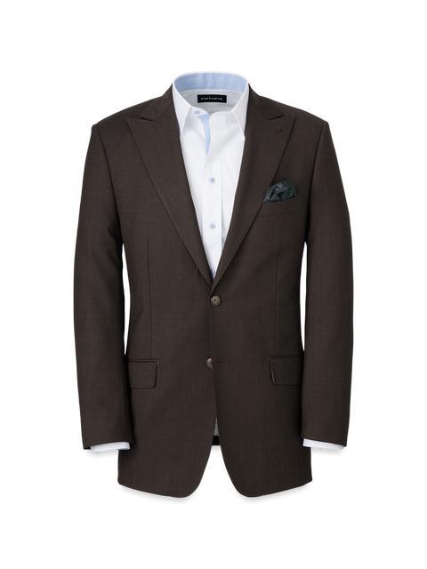 Wool Stretch Bengaline Peak Lapel Suit Jacket - Dark Brown Product Image