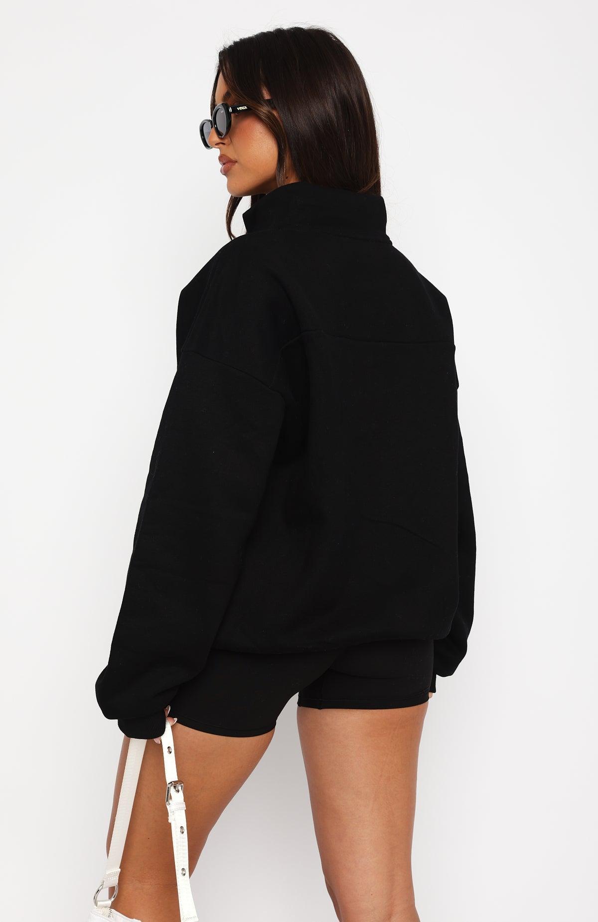 Where Did You Go Zip Front Sweater Black Product Image