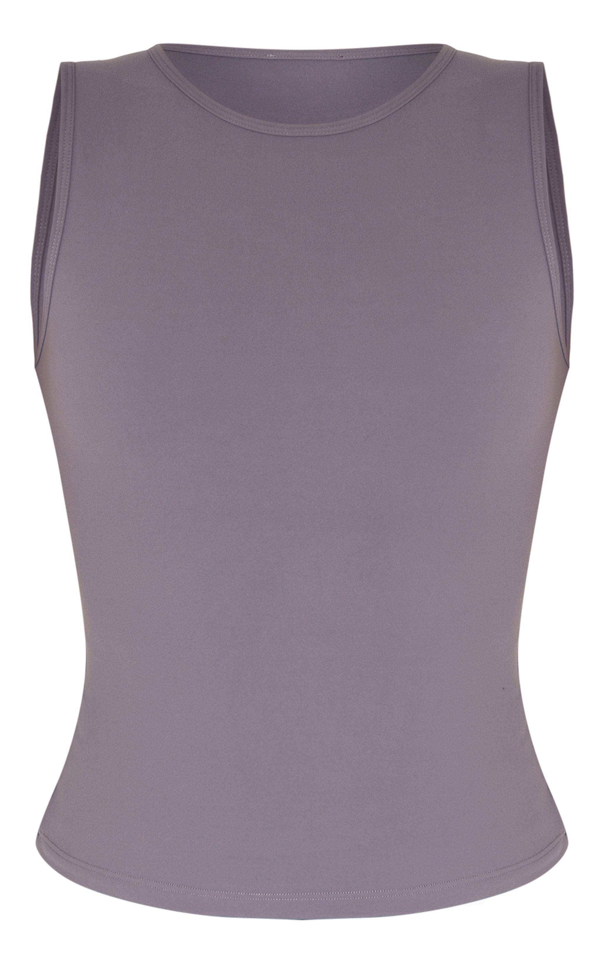 Charcoal Contour Crew Neck Fitted Vest Top Product Image